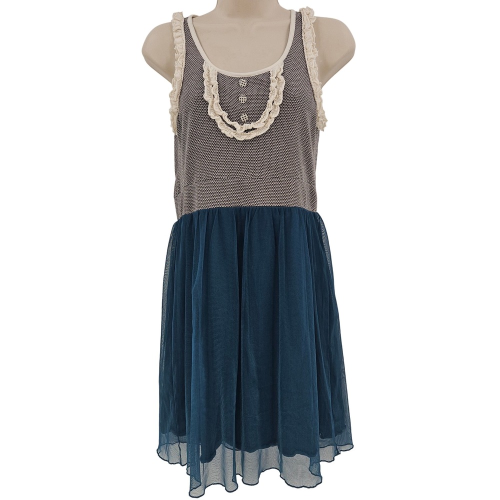 Matilda Jane Knit &‎ Tulle Dress Ruffle Trim Buttons XS Cottagecore fairycore